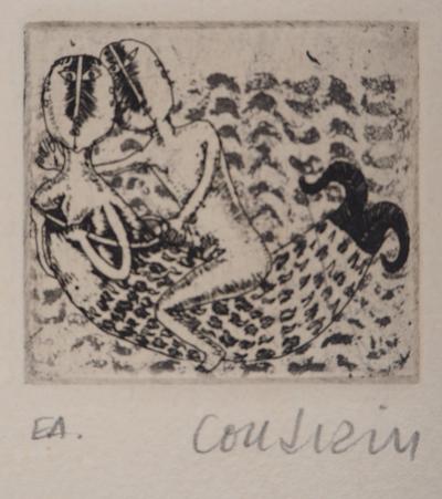 Brigitte COUDRAIN : La sirène - Gravure Originale Signée 2