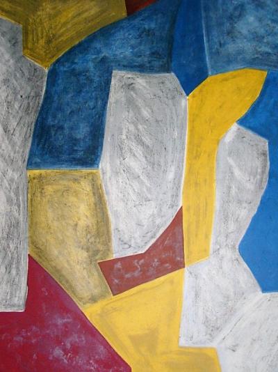 Serge POLIAKOFF - Composition carmin, jaune, grise et bleue, 1959 - Affiche originale 2