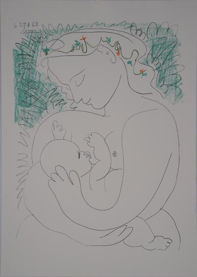 Pablo PICASSO (d'après) : Maternité, grand modèle - Lithographie signée 2