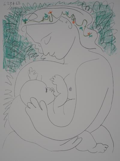 Pablo PICASSO (d'après) : Maternité, grand modèle - Lithographie signée 2