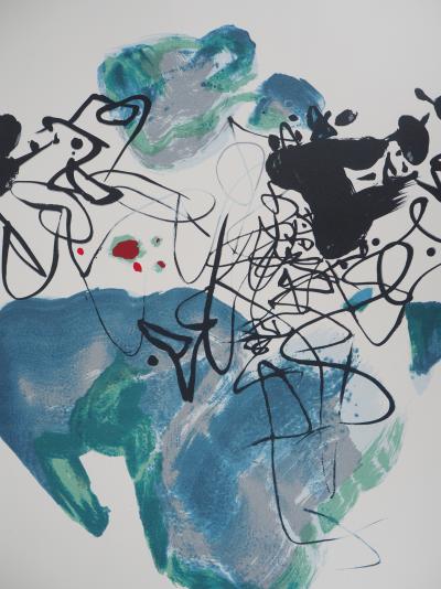 CHU TEH CHUN : Composition en bleu - Lithographie Originale Signée 2