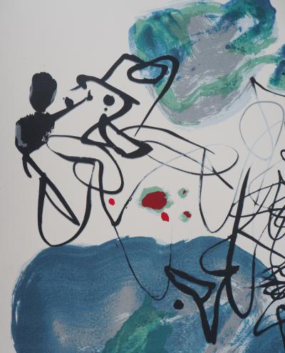 CHU TEH CHUN : Composition en bleu - Lithographie Originale Signée 2