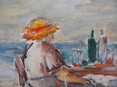 Jean-Jacques RENÉ : Le déjeuner sur la plage - Huile sur toile signée 2