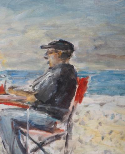 Jean-Jacques RENÉ : Le déjeuner sur la plage - Huile sur toile signée 2