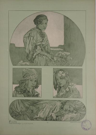 Alphonse MUCHA : Portraits de jeunes filles - Lithographie 2