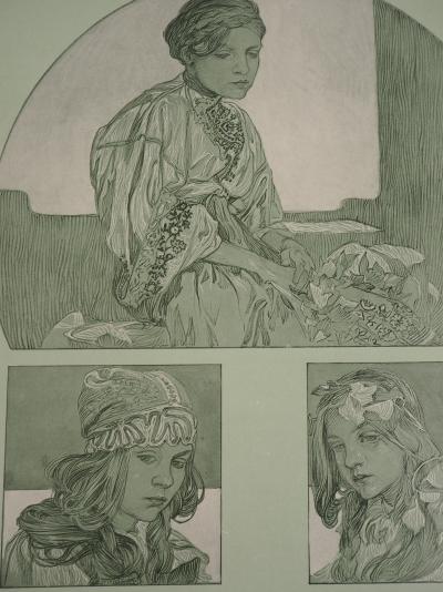Alphonse MUCHA : Portraits de jeunes filles - Lithographie 2