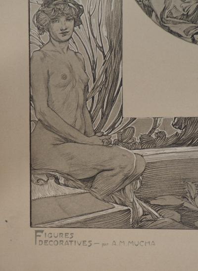 Alphonse MUCHA : Le modèle au chignon, Lithographie 2