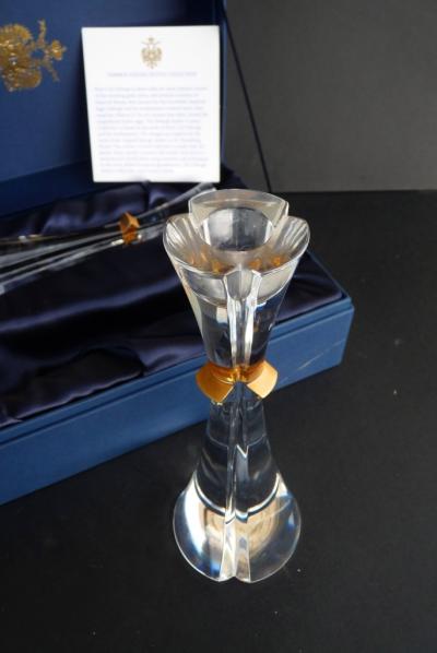 Fabergé Impérial Chandeliers - Cristal Gravé - Finition Or 24k - Signés - Certificat d’Authenticité ( 2kg / 25 cm ) 2