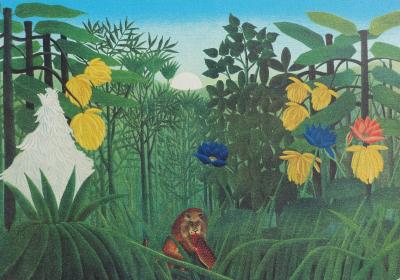 Henri ROUSSEAU  (d’après) : Le repas du Lion, Lithographie signée, édition limitée 2