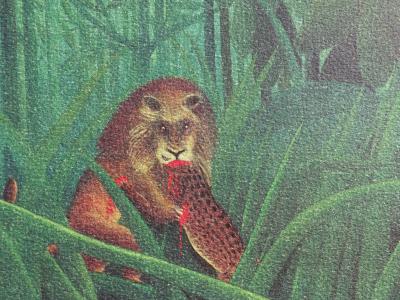 Henri ROUSSEAU  (d’après) : Le repas du Lion, Lithographie signée, édition limitée 2