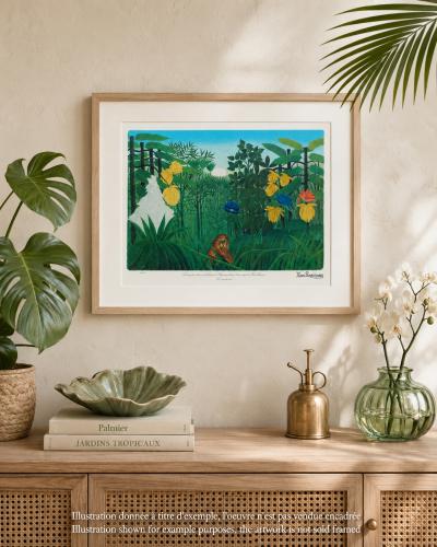 Henri Rousseau (según): El banquete del león, litografía firmada, edición limitada 2