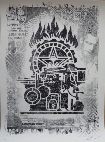 Shepard FAIREY (Obey) -  Damaged Printing Press - Sérigraphie signée et numérotée 2