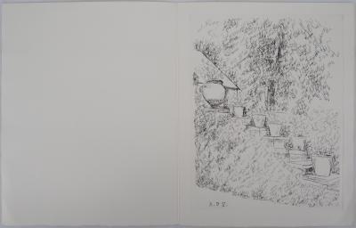 André DUNOYER DE SEGONZAC : Chemin en fleurs - Gravure Originale Signée 2