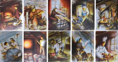 Raymond POULET- Les métiers anciens - 10 lithographies originales signée au crayon 2
