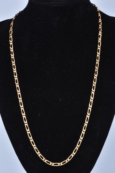 Chaine homme en or jaune, collier en maille alternée 1/2, fermoir mousqueton 2