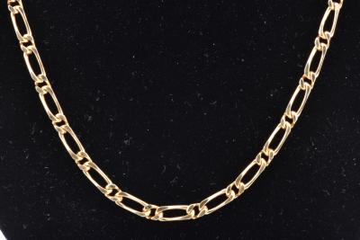 Chaine homme en or jaune, collier en maille alternée 1/2, fermoir mousqueton 2