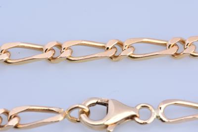 Chaine homme en or jaune, collier en maille alternée 1/2, fermoir mousqueton 2