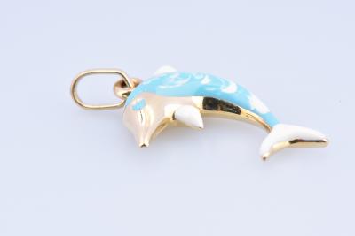 Pendentif Dauphin en or jaune 18 carats (750 millièmes). 2