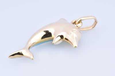 Pendentif Dauphin en or jaune 18 carats (750 millièmes). 2