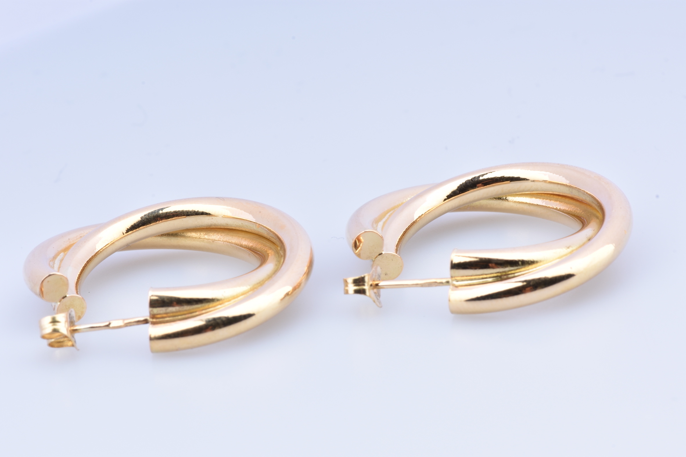 Boucles D'oreilles Créoles 30mm Plaqué Or 18 Carats Avec Améthyste - Pour Femme