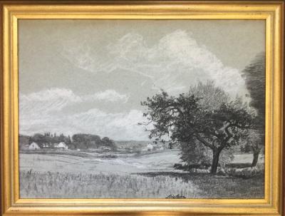 Louis Marie LEMAIRE - Paysage à l’arbre, vers 1860, fusain et pastel 2