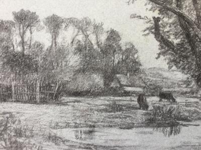Louis Marie LEMAIRE - Landscape with cows, circa 1860, pencil 2