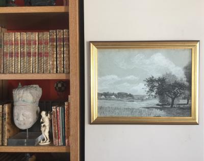 Louis Marie LEMAIRE - Paysage à l’arbre, vers 1860, fusain et pastel 2