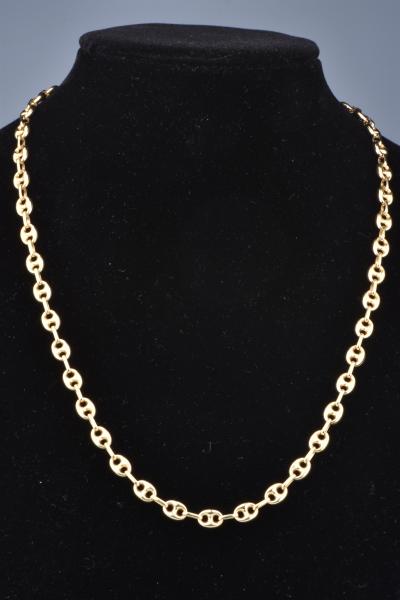 Collana Donna A Catena Cubana In Acciaio Inox Placcato Oro 14K - 43,2 Cm - Ipoallergenica, Delicata E Leggera - Design A Chicchi Di Caffè - Gioiello Resistente, Non Annerisce - 3