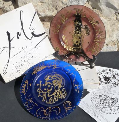 Salvador Dali - Assiettes Daum Pâte de Verre Finition Or Signées Numérotées Certificats 2