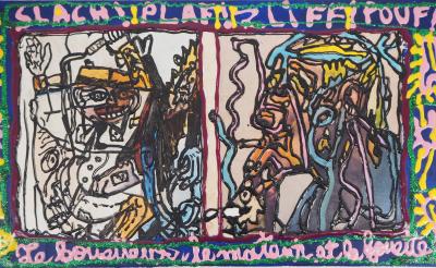 Robert COMBAS : Slach, Le fouetteur et le mateur,  circa 1998, toile originale signée 2