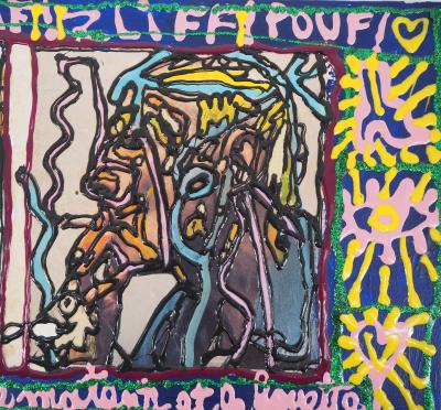 Robert COMBAS : Slach, Le fouetteur et le mateur,  circa 1998, toile originale signée 2