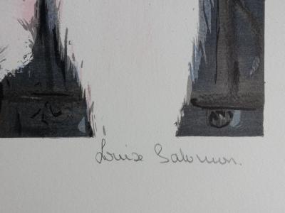 Louise SALOMON -  Elegante sur le balcon - Lithographie originale signée au crayon 2