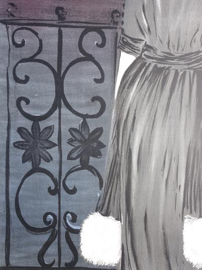 Louise SALOMON -  Elegante sur le balcon - Lithographie originale signée au crayon 2