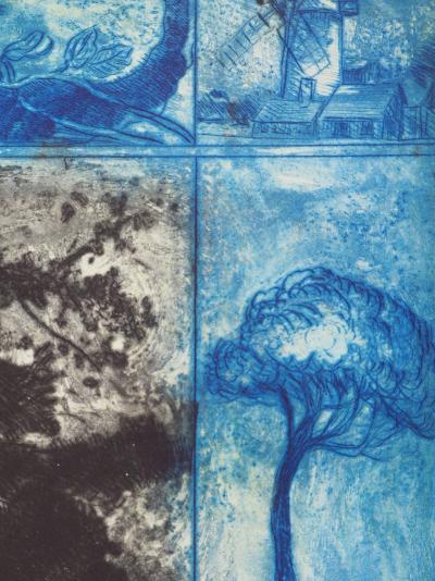 Gérard DIAZ : Paysage bleu - Gravure Originale Signée 2