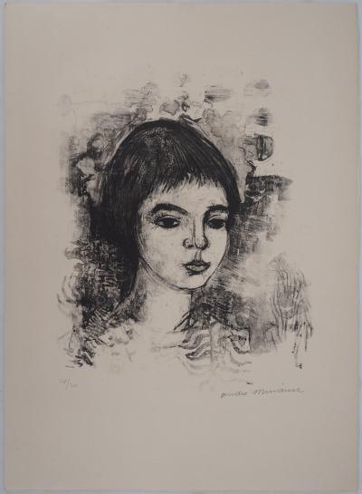 André MINAUX : Portrait de jeune femme - Lithographie Originale Signée 2