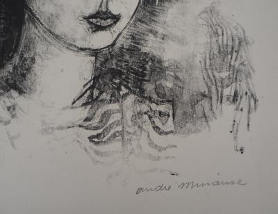 André MINAUX : Portrait de jeune femme - Lithographie Originale Signée 2
