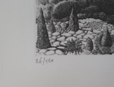 Jacques HOUPLAIN : La cité des femmes - Gravure Originale Signée 2