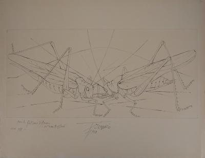 Pierre-Yves TRÉMOIS : Les sauterelles, 1958 - Gravure Originale Signée 2