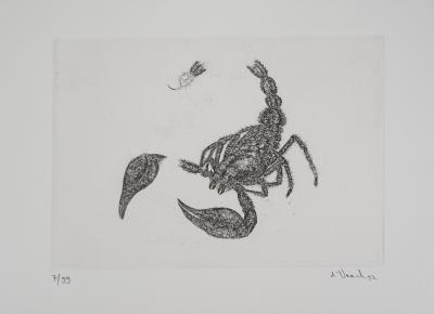 Serge D’URACH: The detached scorpion - Original signed etching 2