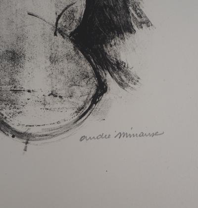 André MINAUX : Jeune fille à la natte - Lithographie Originale Signée 2