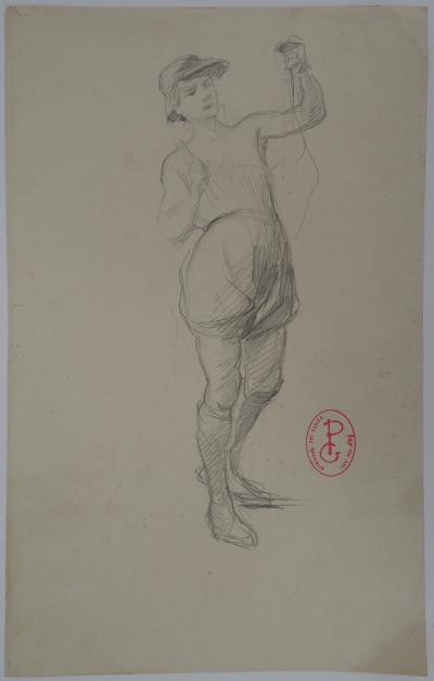 Georges PICARD : Jeune homme au chapeau - Dessin Original 2