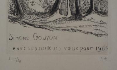 Simone GOUYON : Paysage de campagne - Gravure Originale Signée 2