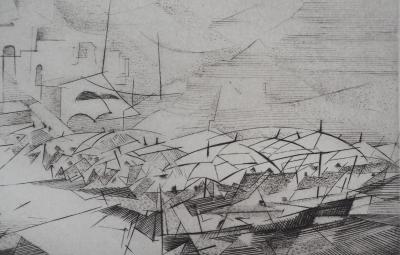 Germaine DE COSTER : Le petit port - Gravure Originale 2