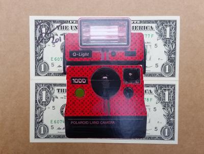 Death NYC - Red Pola, 2017 - Collage sur billets de banque 2