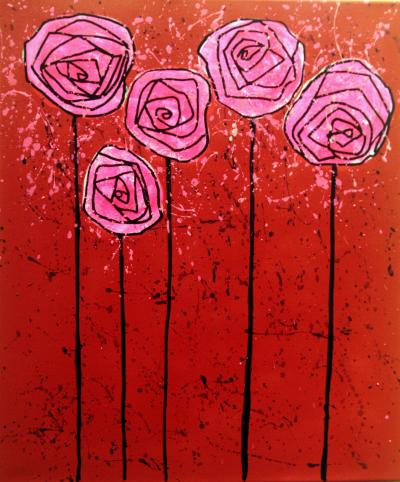 Hayvon - Roses en fleurs - Acrylique sur toile 2