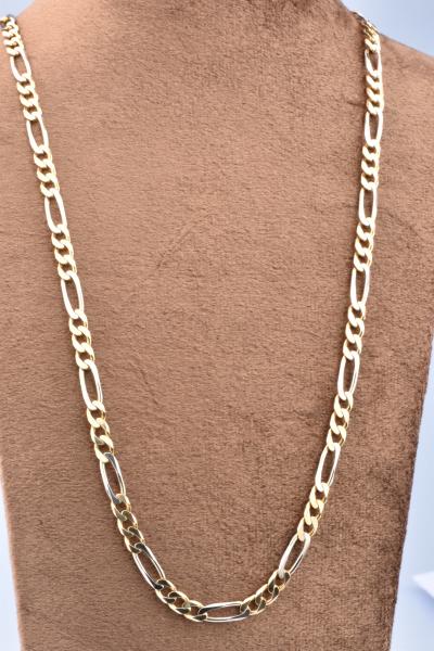 Collier homme en or bicolore Chaîne en maille figaro, fermoir mousqueton. 2