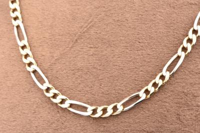 Collier homme en or bicolore Chaîne en maille figaro, fermoir mousqueton. 2