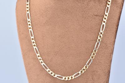 Collier homme en or bicolore Chaîne en maille figaro, fermoir mousqueton. 2