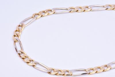 Collier homme en or bicolore Chaîne en maille figaro, fermoir mousqueton. 2