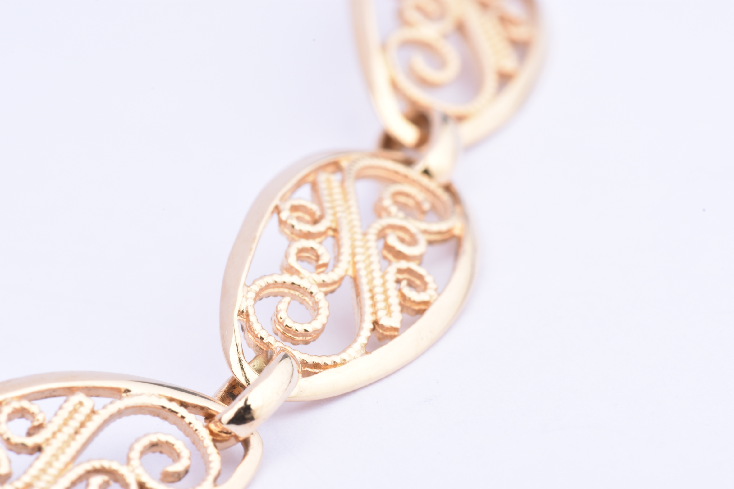 Bracelet Femme En Or Jaune Et Blanc 18 Carats (750) - Maillons Ovales - Longueur 19,5 Cm - Neuf Avec étiquettes